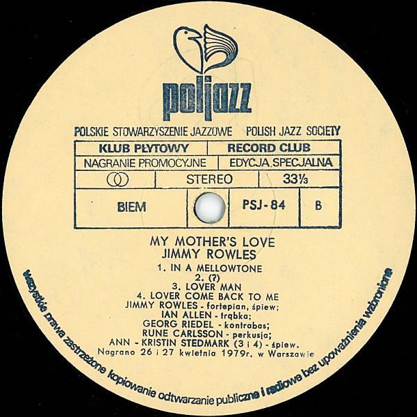 https://www.discogs.com/release/2779919-Jimmy-Rowles-My-Mothers-Love