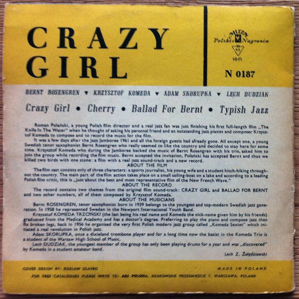 https://www.discogs.com/release/2292573-Bernt-Rosengren-With-Komeda-Trio-Crazy-Girl-Soundtrack-From-The-Motion-Picture-Knife-In-The-Water