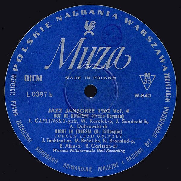 https://www.discogs.com/release/14143503-J%C3%B8rgen-Leth-Quintet-Igor-%C4%8Caplinski-Jazz-Jamboree-1962-Vol-4