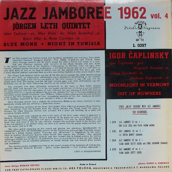 https://www.discogs.com/release/6295054-J%C3%B8rgen-Leth-Quintet-Igor-%C4%8Caplinski-Jazz-Jamboree-1962-Vol4