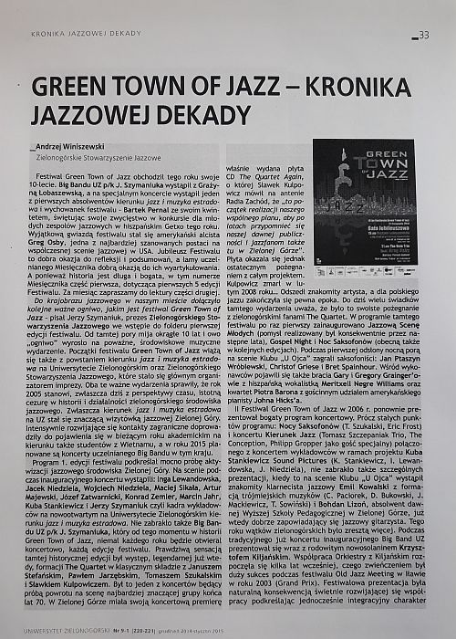 Green Town of Jazz – kronika JazzoweJ dekady http://miesiecznik.uz.zgora.pl › miesiecznik12-2014